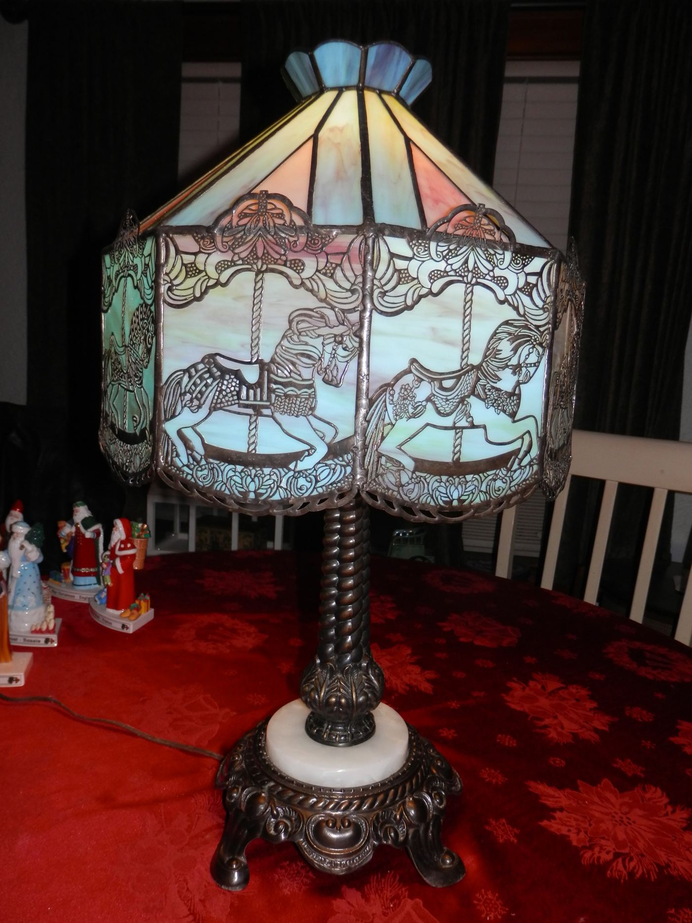 Handcrafted “Slag Glass” Carousel Lamp SOLD